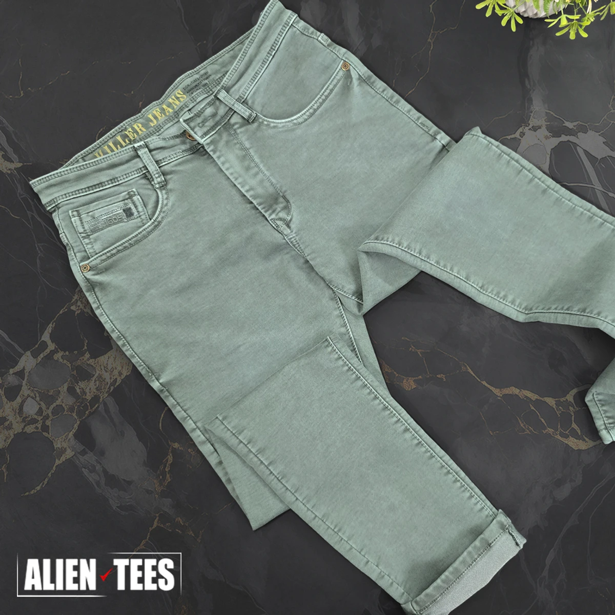 J167 Sea Green Jeans Pant - Image 3