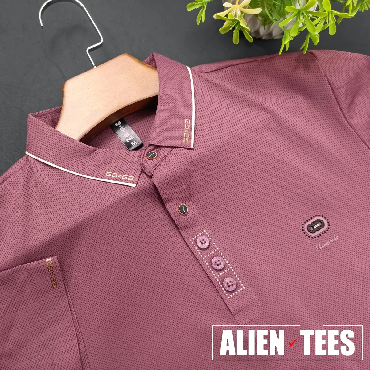 R190 Raspberry Rose 'Burberry' Polo Shirt