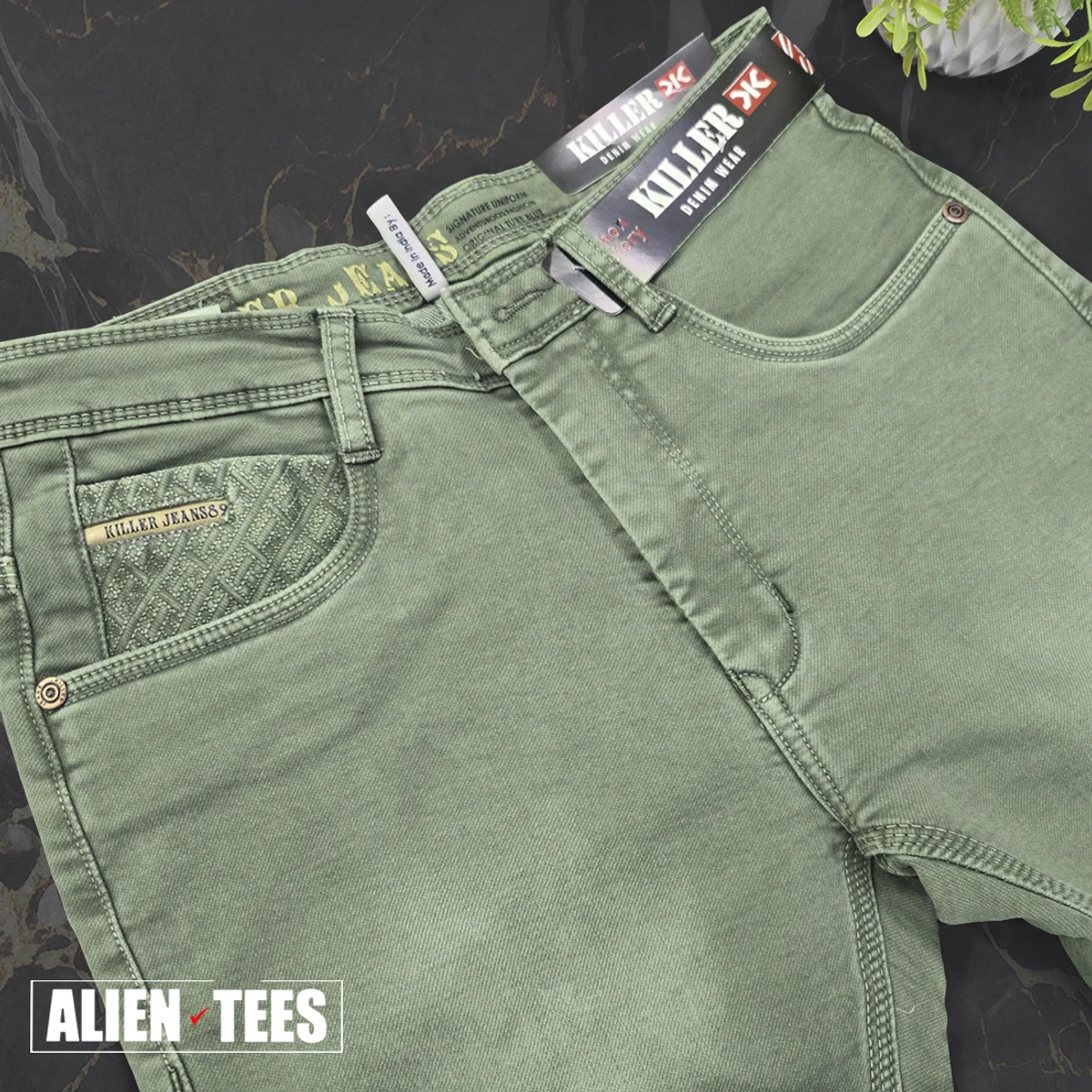 J187 Olive Green Jeans Pant