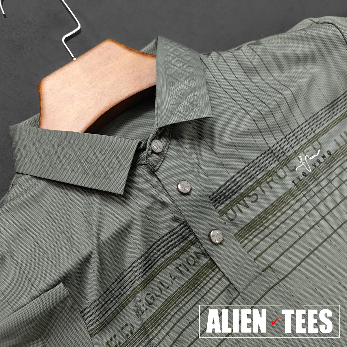 R208 Grey Green Crafted Collar Polo Shirt