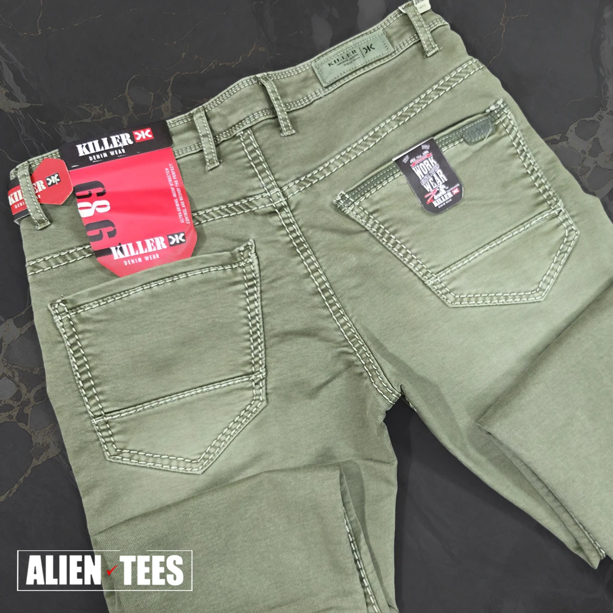 J164 Olive Green Jeans Pant