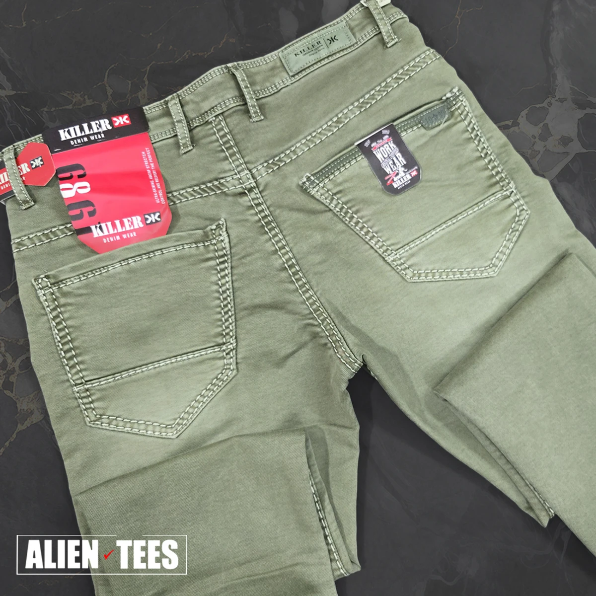 J164 Olive Green Jeans Pant