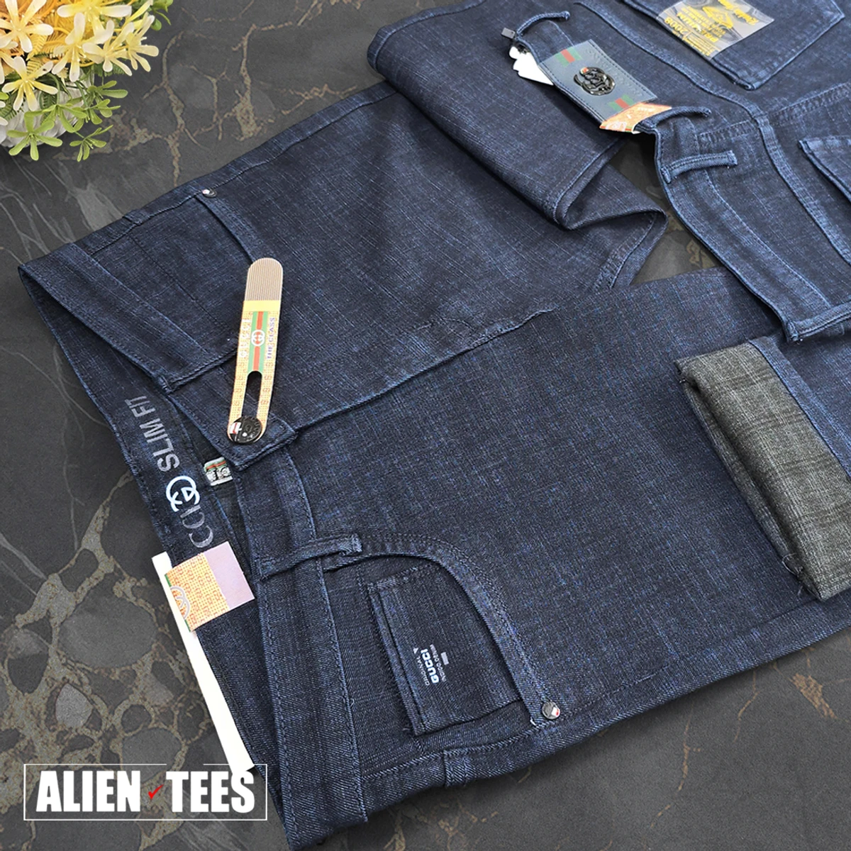 J188 Midnight Blue Weave Denim - Image 4