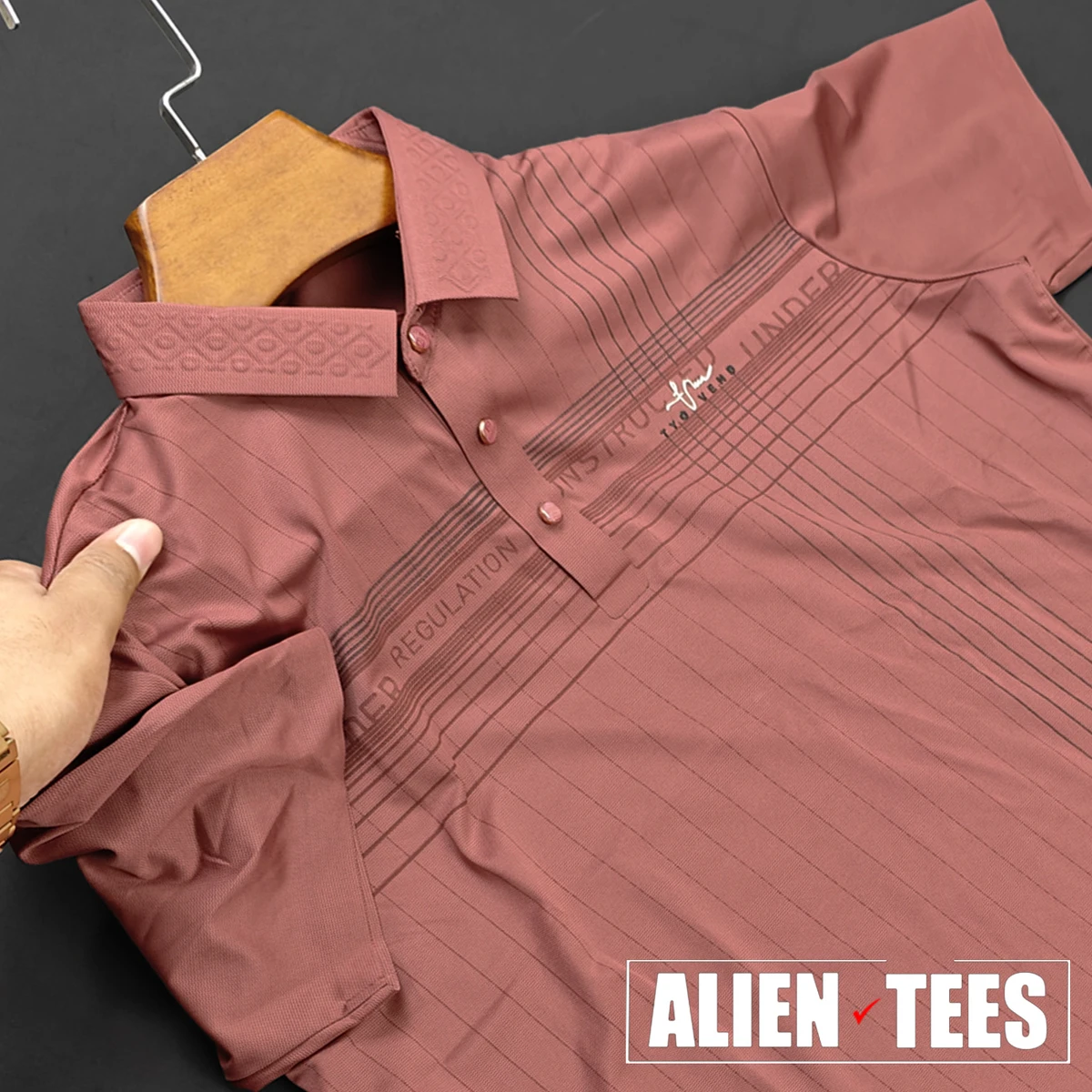 R206 Light Coral Crafted Collar Polo Shirt