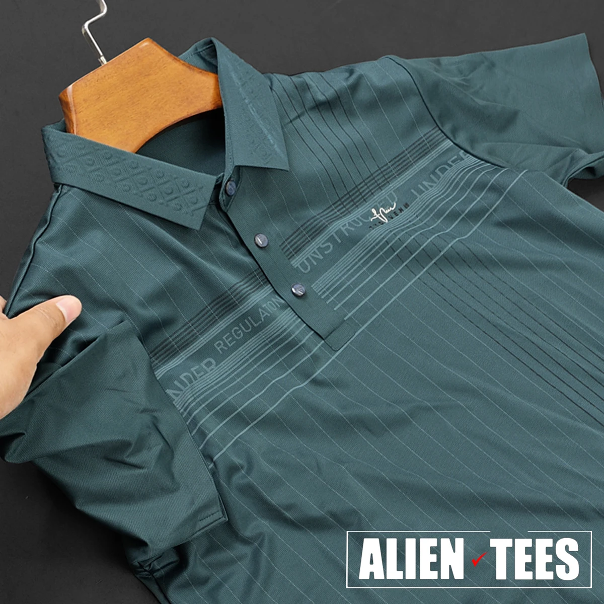 R209 Dark Aqua Crafted Collar Polo Shirt