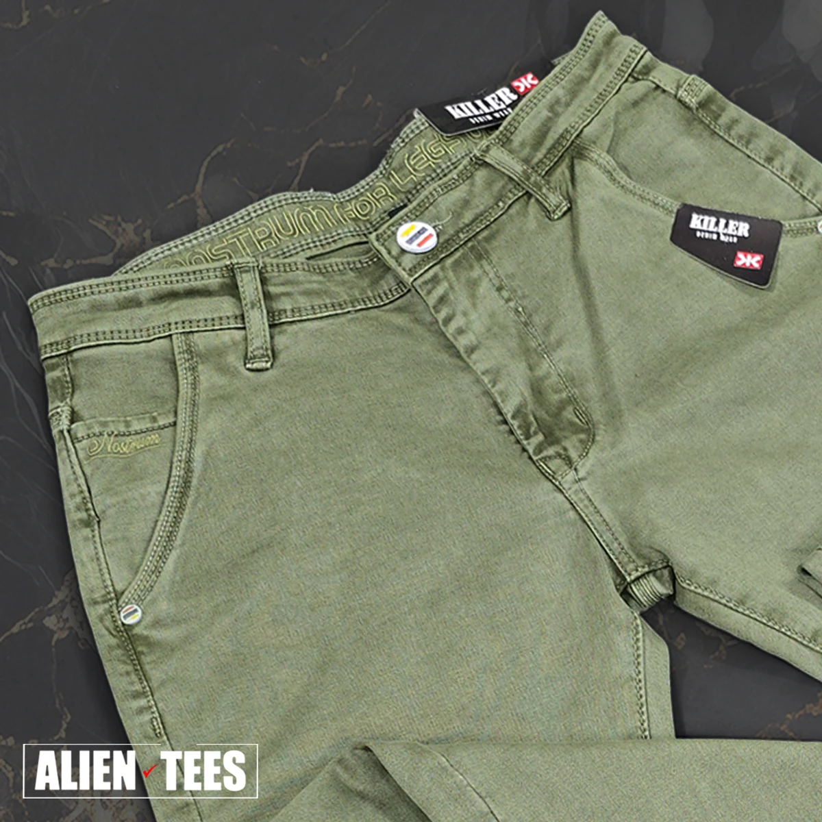 J168 Olive Green Jeans Pant